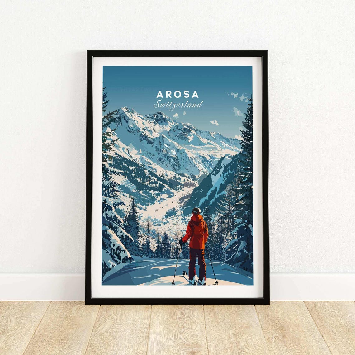 Arosa Travel Poster, Switzerland Ski Resort