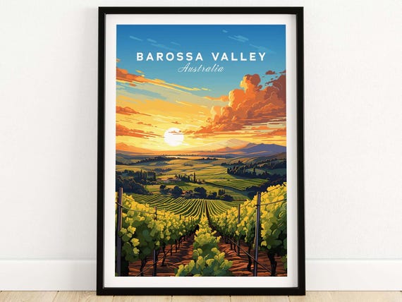 Barossa Valley Australia Travel Poster, Wall Art Print