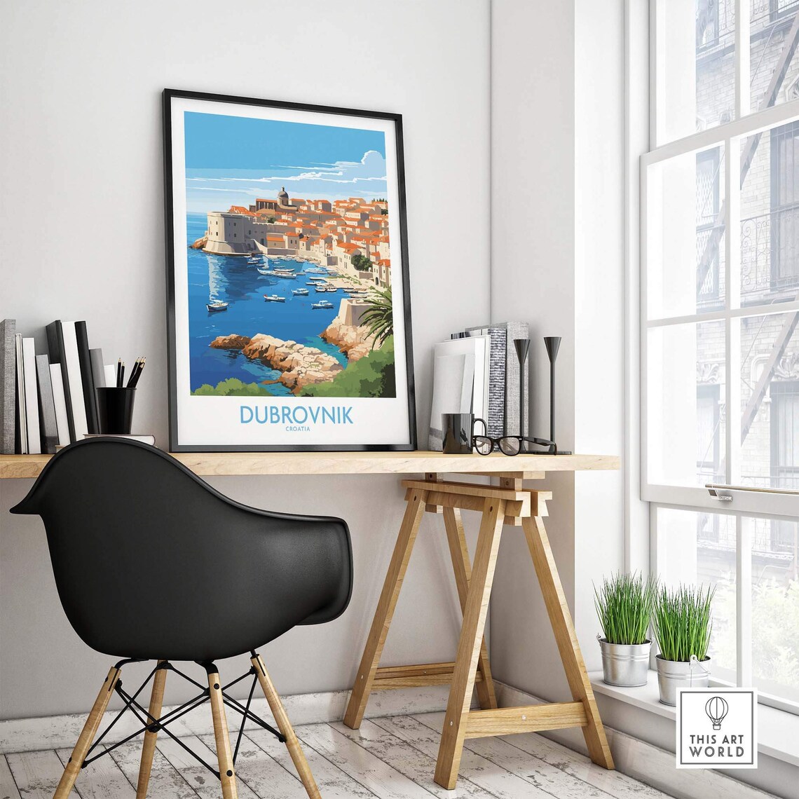 Dubrovnik Croatia Old Town Harbor Vintage Travel Poster Sunny Art - Image 4