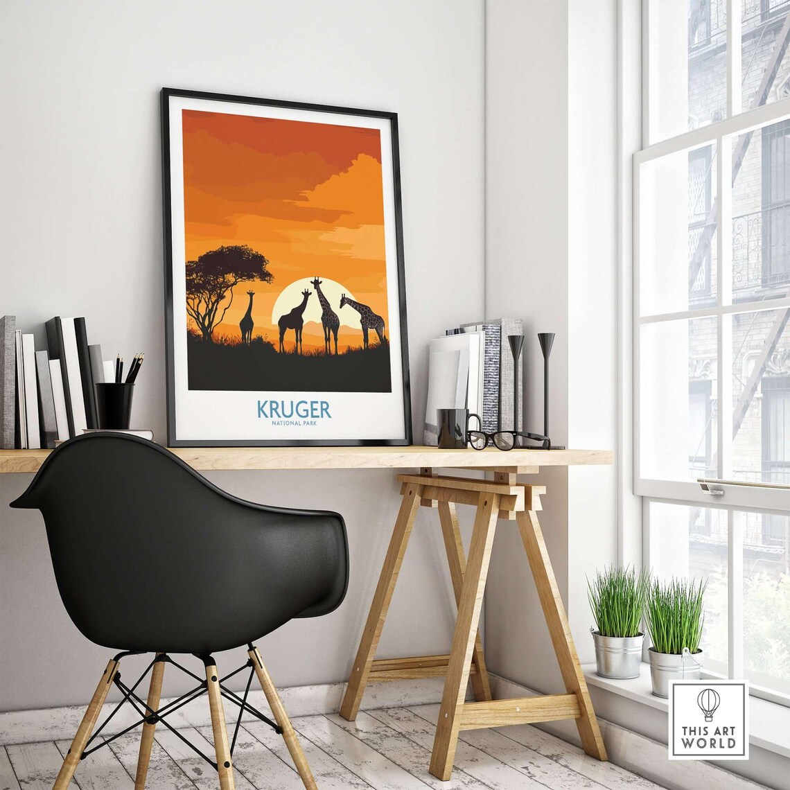 Kruger Park Travel Poster, Giraffe Lovers Gift - Image 4