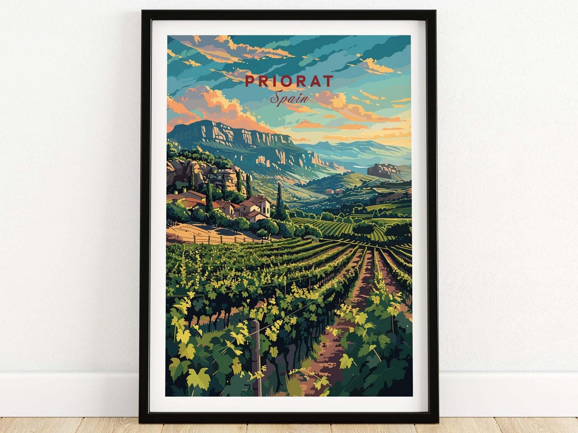 Priorat Spain Terraced Vineyard Mountain Landscape Scenic Poster