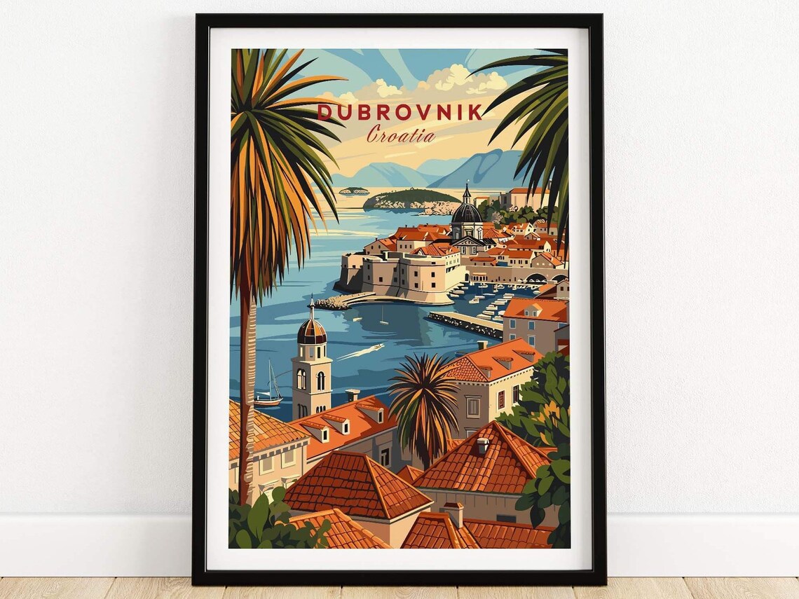Dubrovnik Illustration Croatia Travel Poster