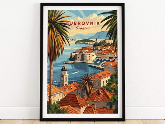 Dubrovnik Illustration Croatia Travel Poster