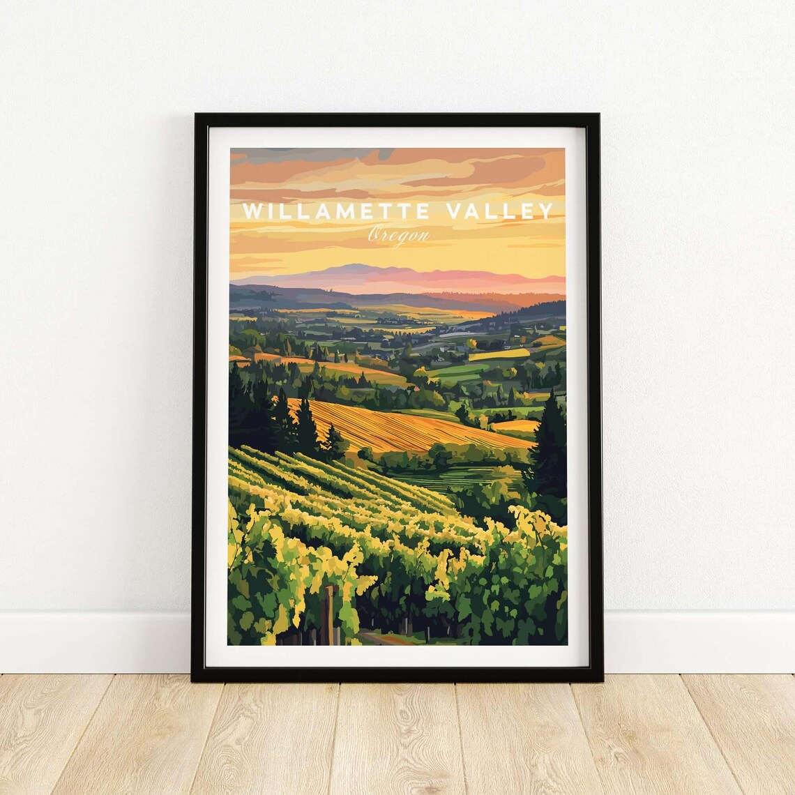 Willamette Valley Wine Country Gift Illustration