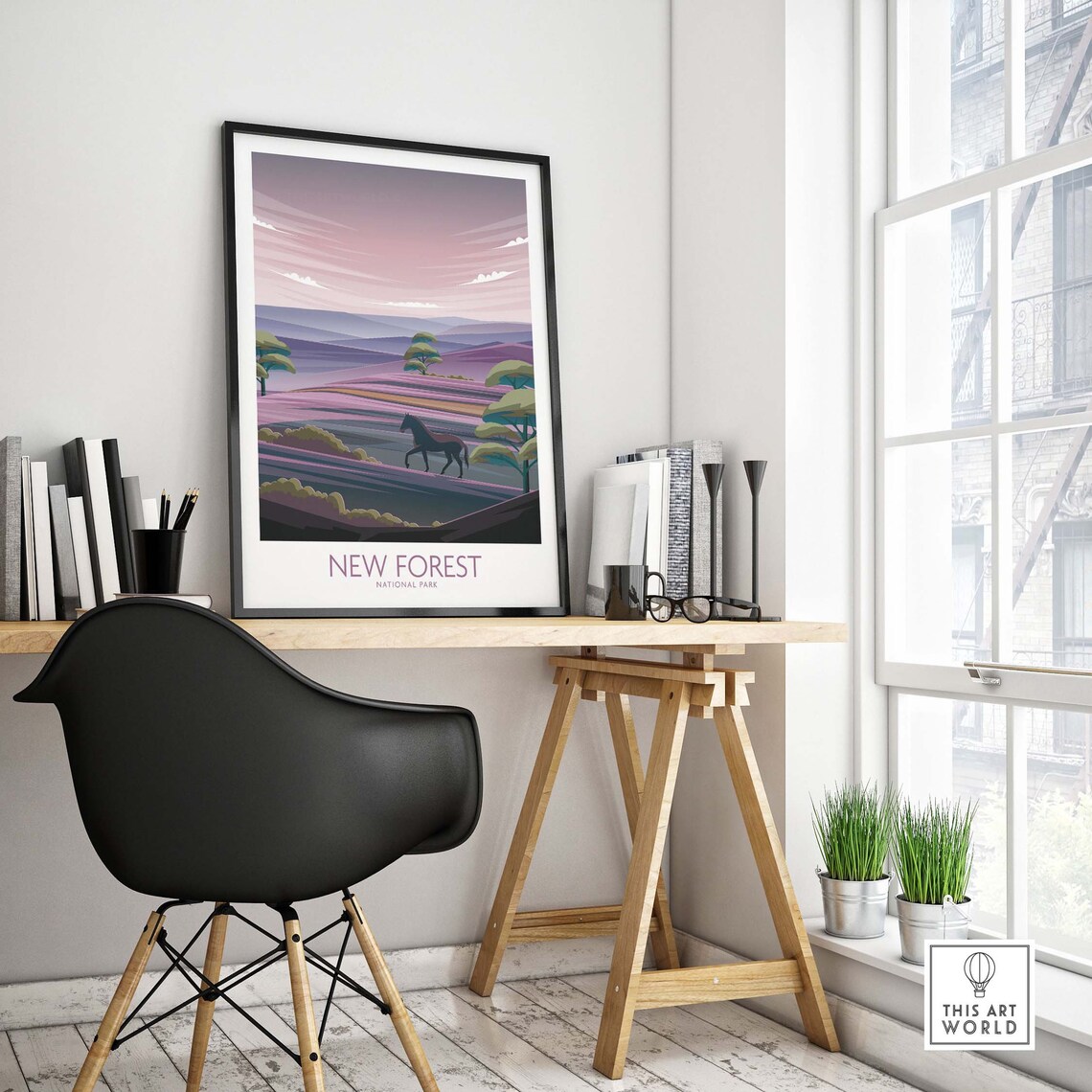 New Forest National Park Wild Horse Heathland Dusk Travel Poster - Image 4