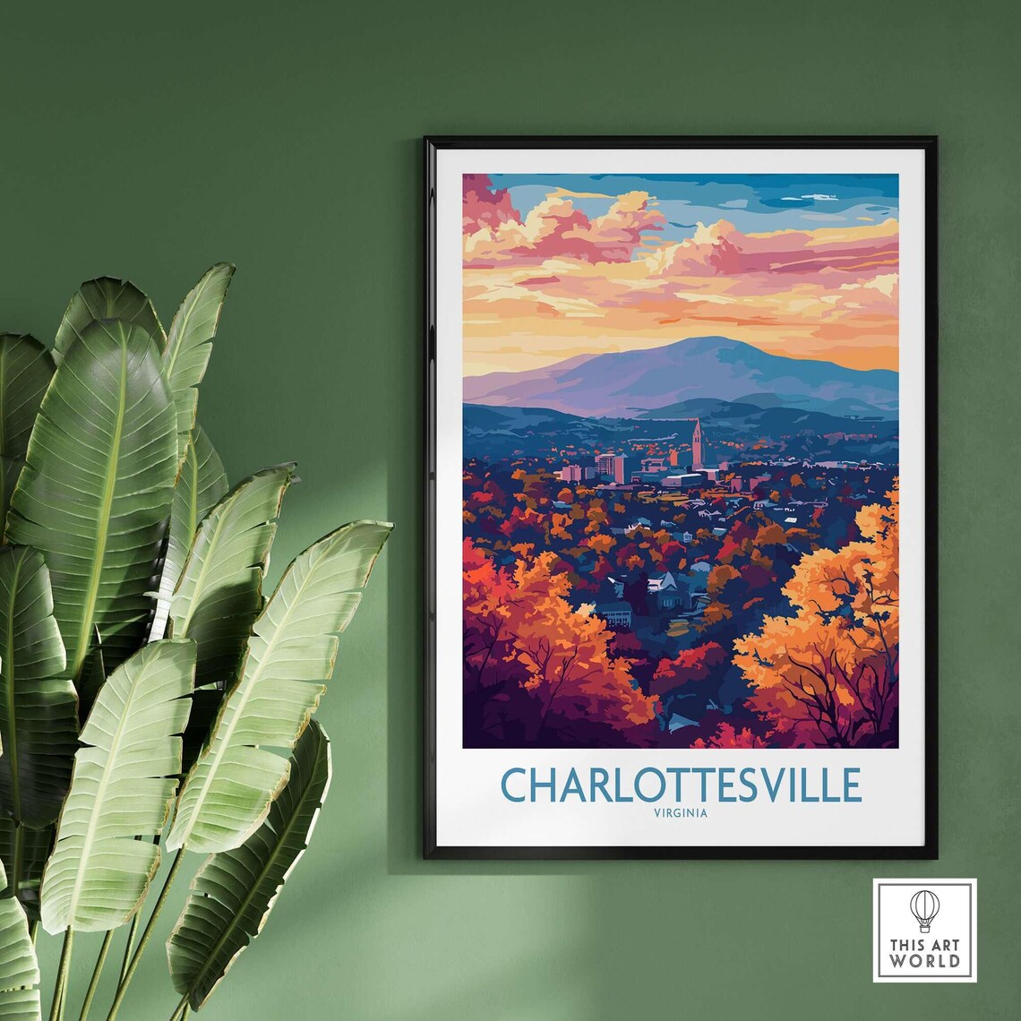Charlottesville Virginia Travel Poster, Cityscape - Image 2