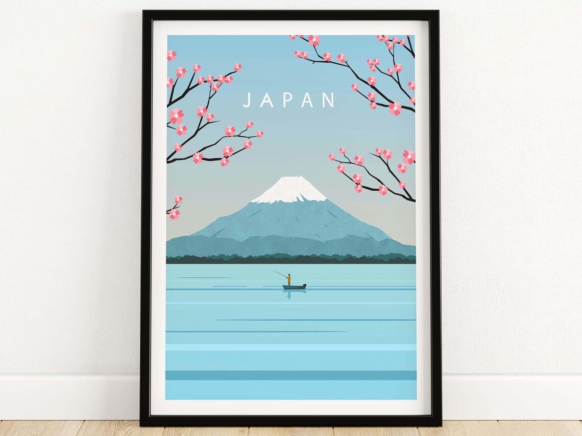 Japan Travel Poster, Mount Fuji Wall Art Print