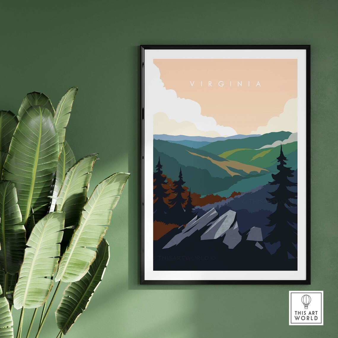 Virginia Blue Ridge Mountain Forest Ridge Overlook Travel Poster - Image 2