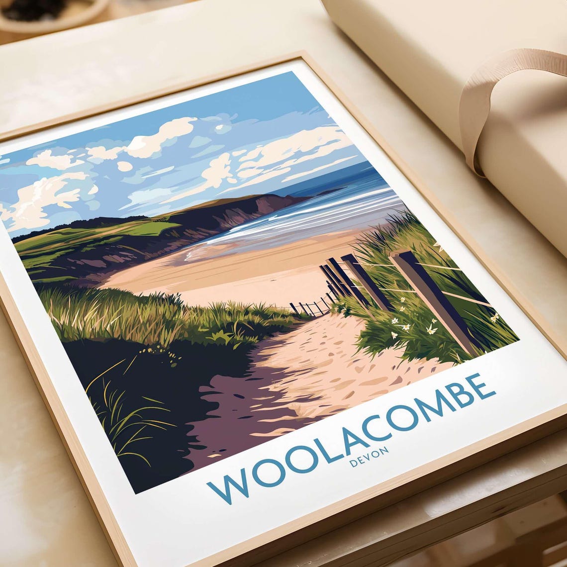 Woolacombe Devon Dunes Sandy Path Beach Access Coastal Travel Poster