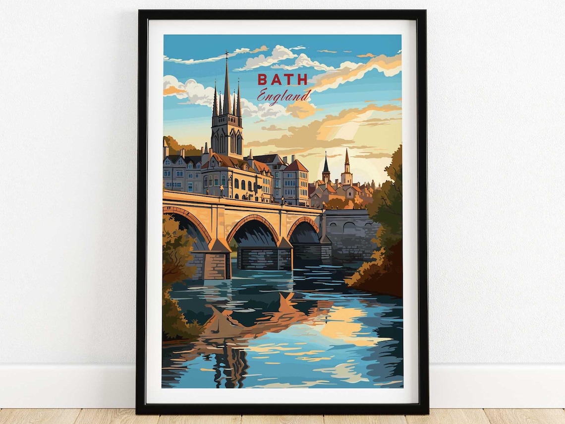 Bath City Travel Poster, Home Decor Artwork