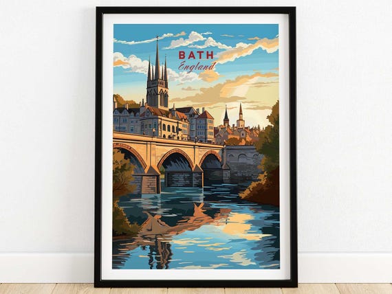 Bath City Travel Poster, Home Decor Artwork