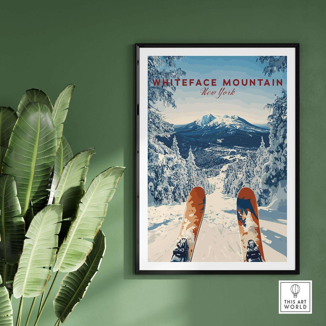 Whiteface Ski Art Print, Ski Lodge Wall Decor - Image 2