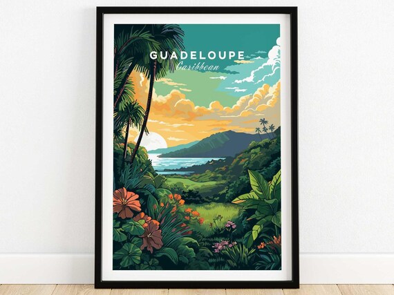 Guadeloupe Print Caribbean Art Wall Travel Poster Home Decor Artwork Gift Illustration Lover