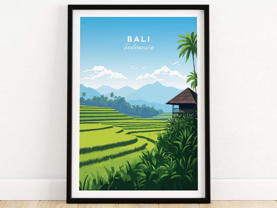 Bali Prints Wall Art Print Travel Home Dcor Poster Gift Illustration Artwork Birthday Present