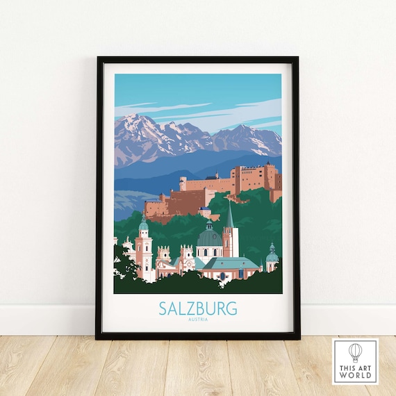 Salzburg Austria Travel Poster, Wall Art Print