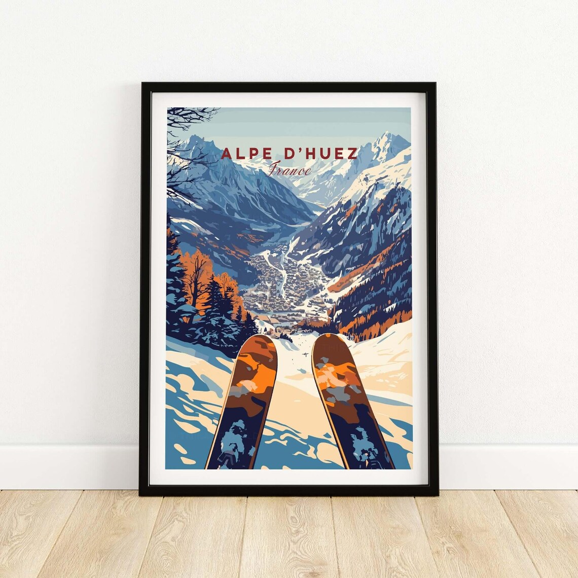 Alpe Dhuez Ski Print, French Mountain Adventure
