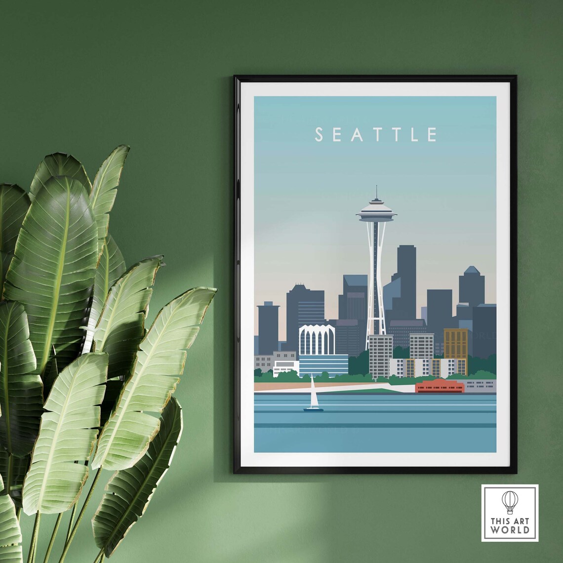 Seattle Minimalist Travel Poster, Skyline Art Print - Image 2