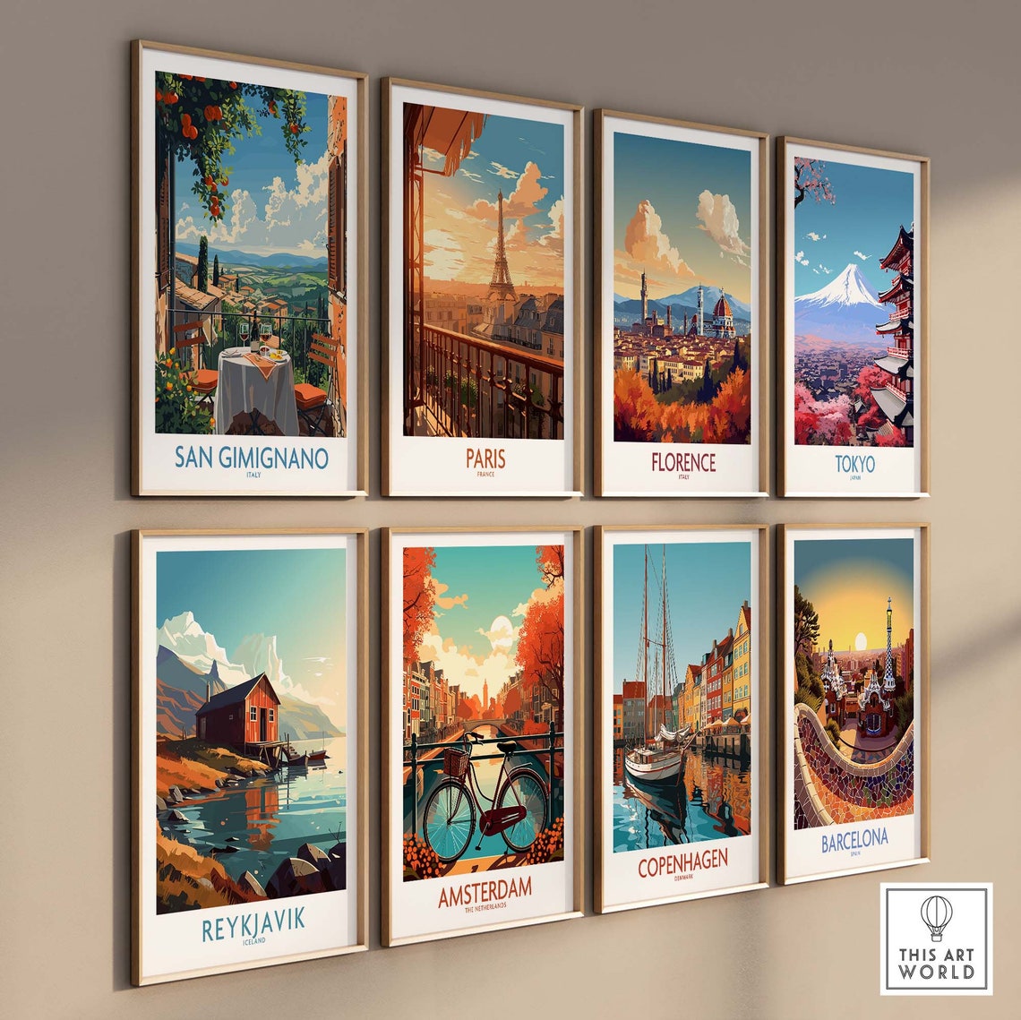 San Gimignano Terrace Dining Overlooking Tuscan Valley View Poster - Image 3