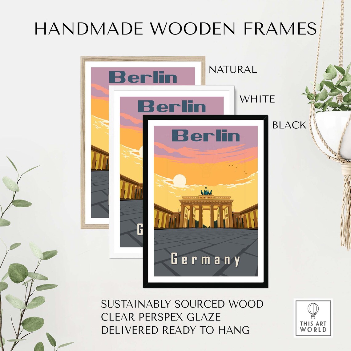 Berlin Travel Poster, Brandenburg Gate Home Decor - Image 2
