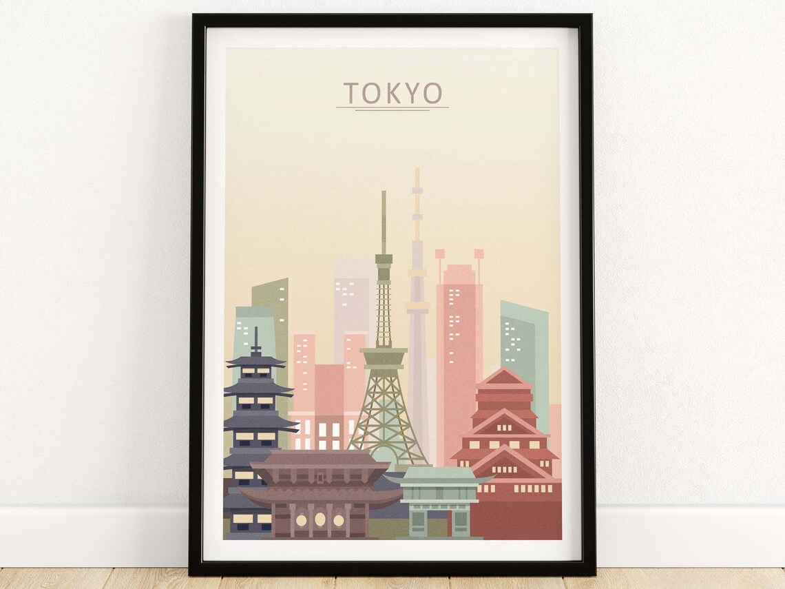 Tokyo Skyline Poster, Japanese Cityscape Art Print