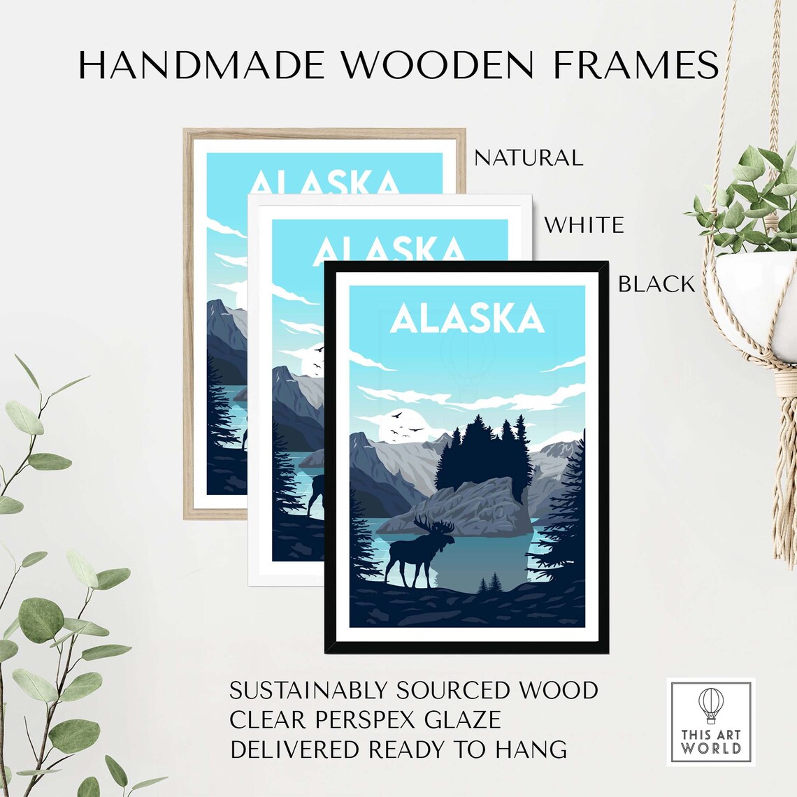 Alaska Minimalist Travel Poster, Wall Art Print - Image 2