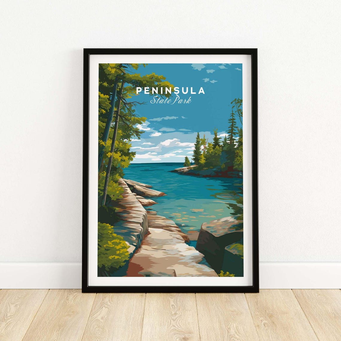 Peninsula State Park Rocky Shoreline Lake Clear Water Poster
