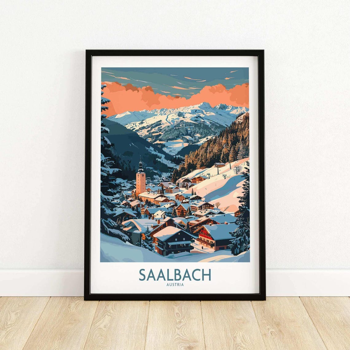 Saalbach Ski Resort, Ski Lodge Decor Art Print - Image 5