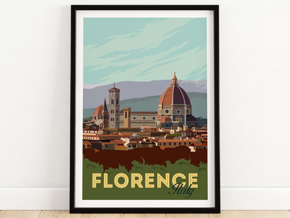 Florence Italy Travel Poster, Italian Wall Art