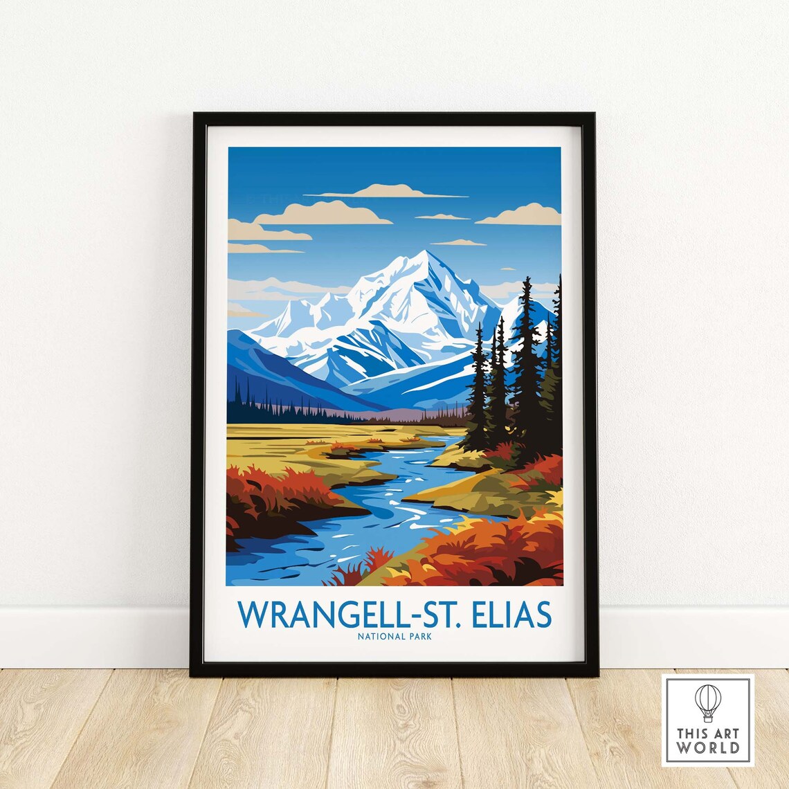 Wrangell St Elias National Park Snowy Peak Autumn River Poster