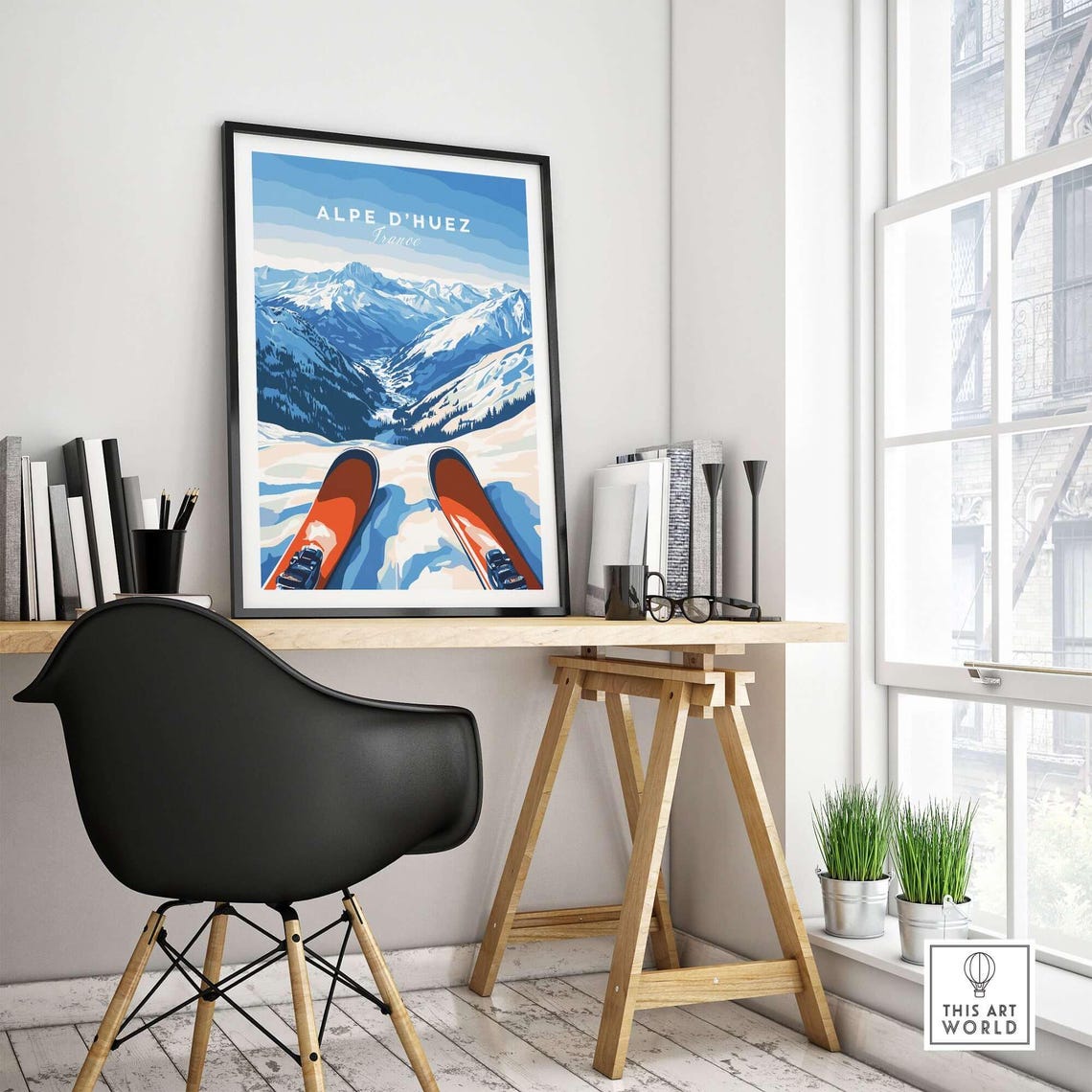 Alpe Dhuez Travel Poster, Ski Resort Adventure - Image 4