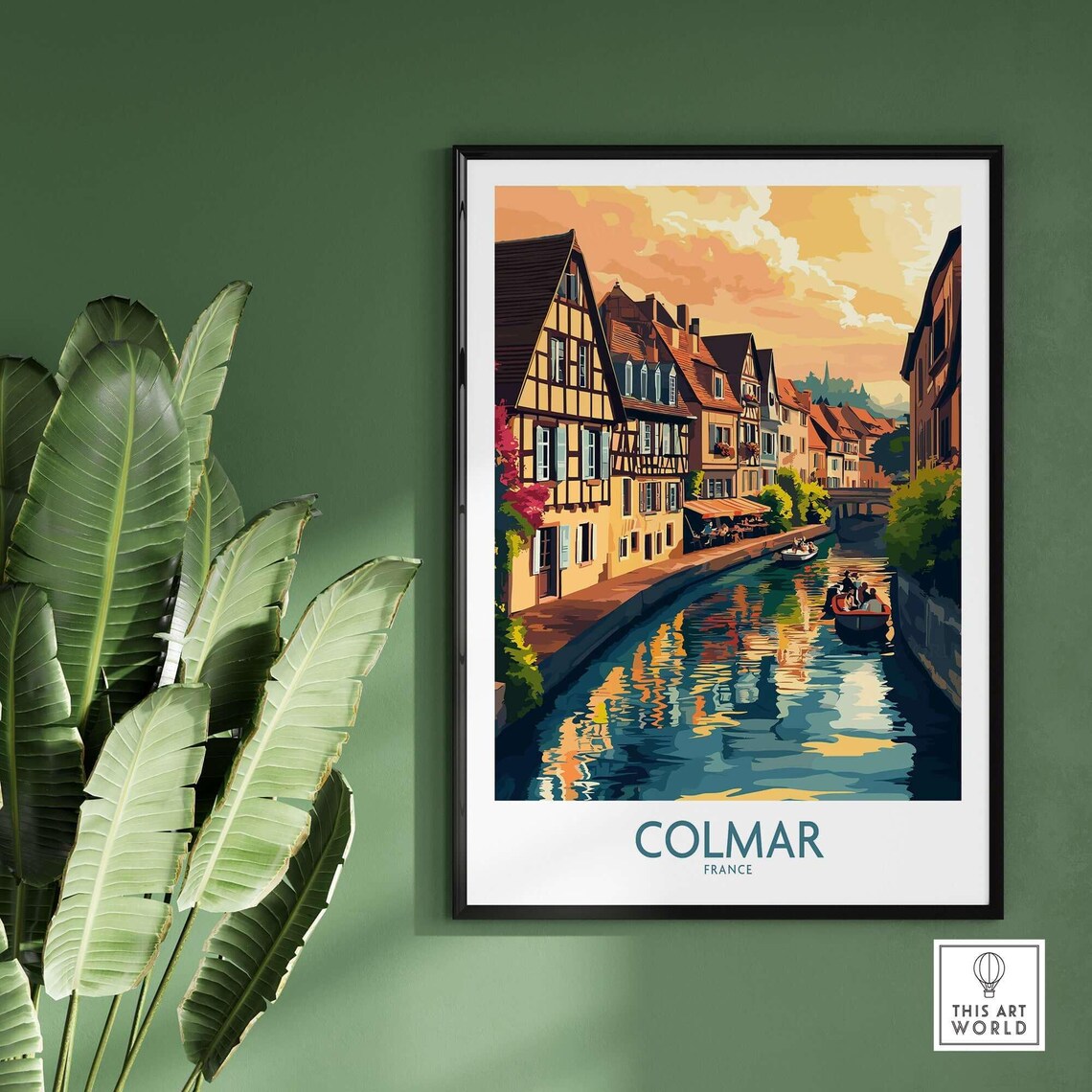Colmar France Half Timbered Canal Houses Sunset Travel Poster - Image 2