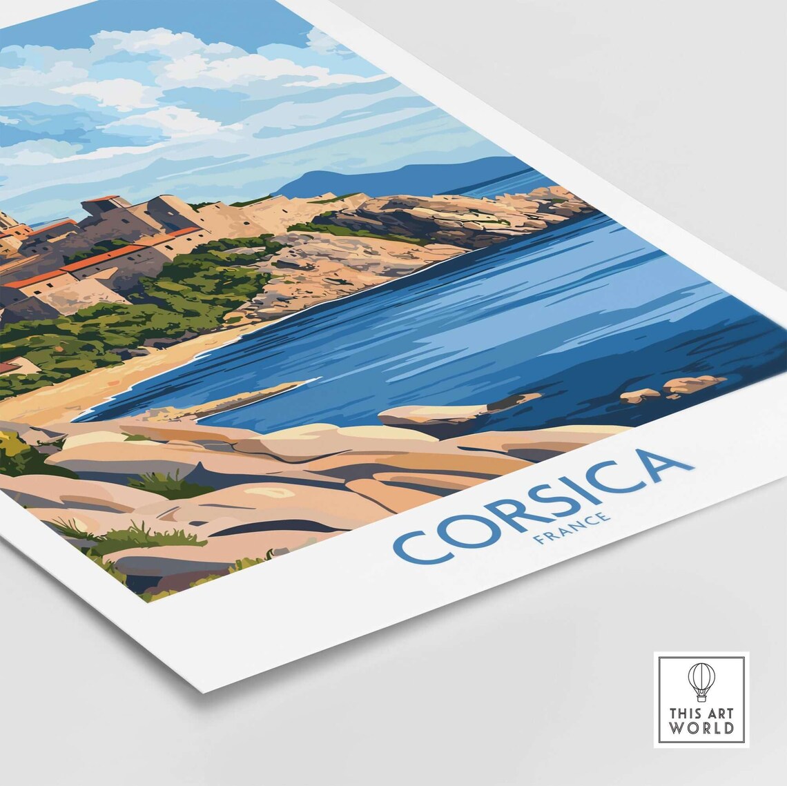 Corsica France Hilltop Citadel Rocky Coast Vintage Travel Poster - Image 4
