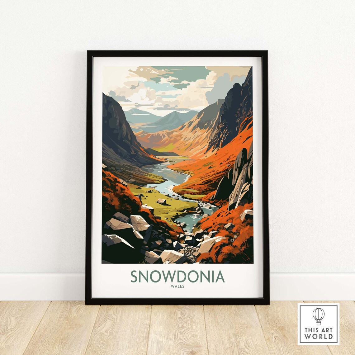 Snowdonia Wales Mountain Valley Autumn Colors Landscape Poster