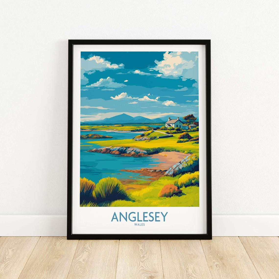 Anglesey Wales Tranquil Bay Cottage Countryside Coastal Art Poster