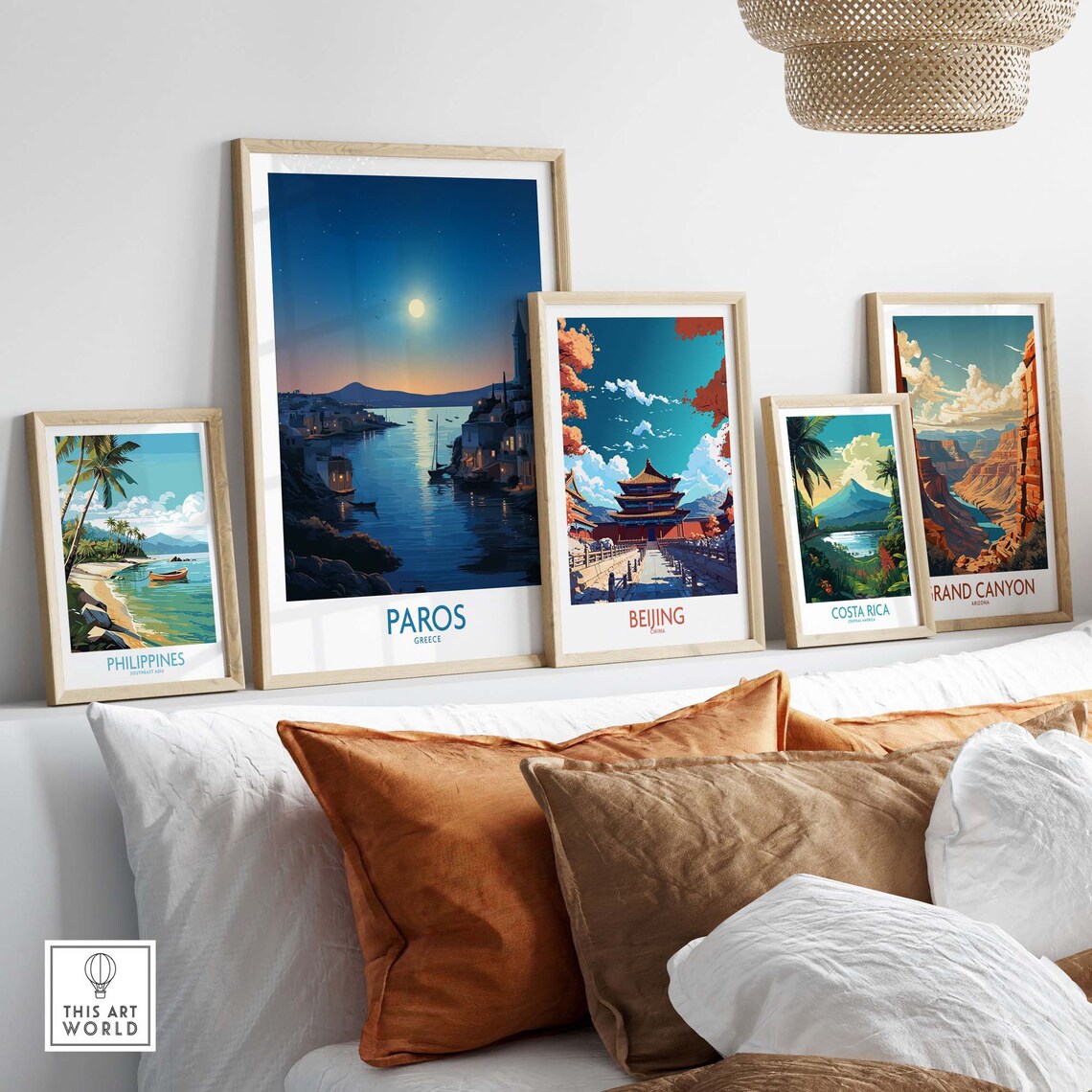 Paros Greece Moonlit Harbor Night Seascape Vintage Travel Poster - Image 4