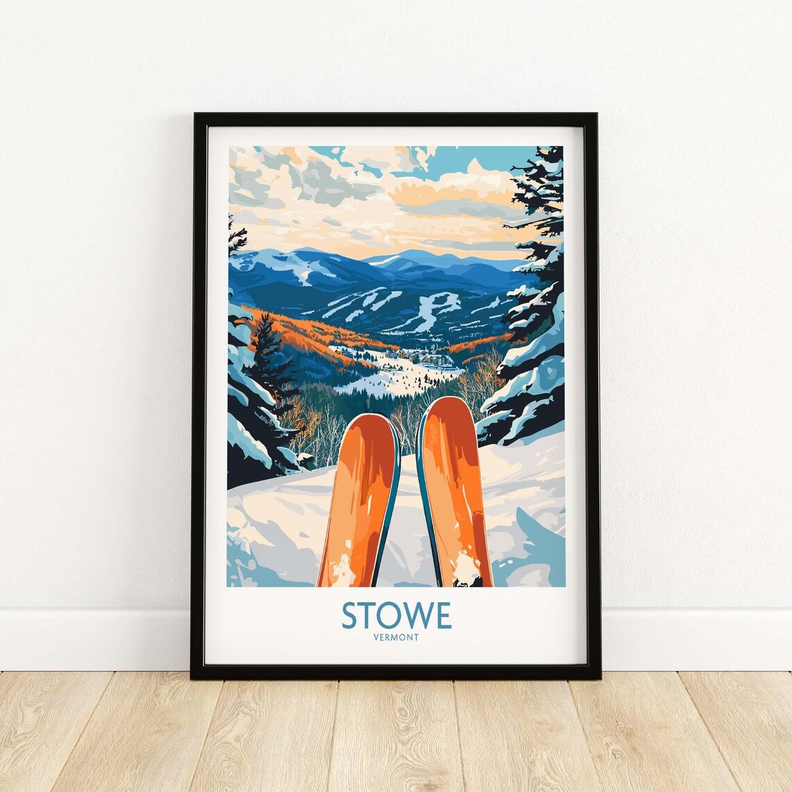 Stowe Valley Ski Wall Art, Vermont Winter Landscape - Image 5
