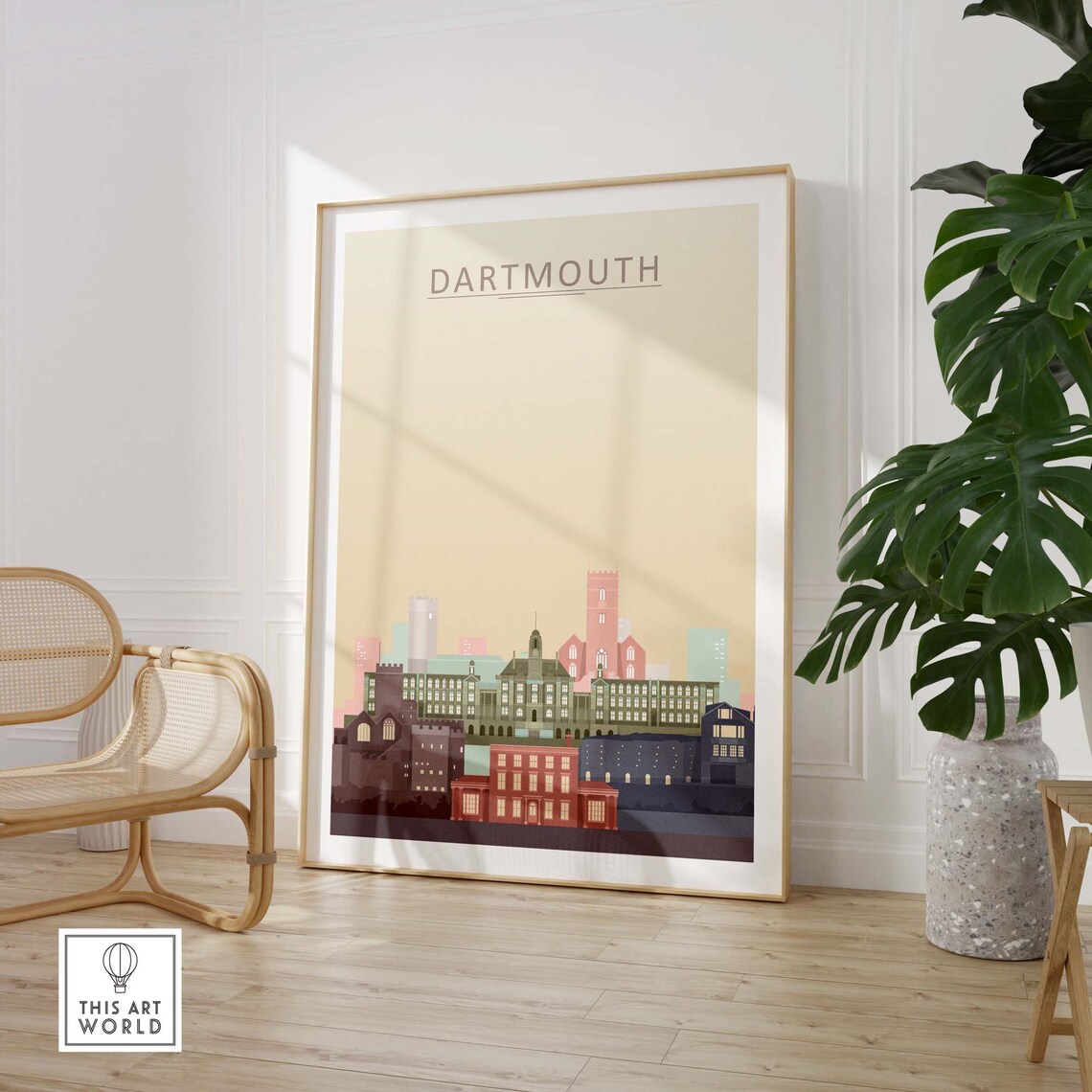 Dartmouth Minimalist Skyline Cityscape Modern Pastel Travel Poster - Image 3