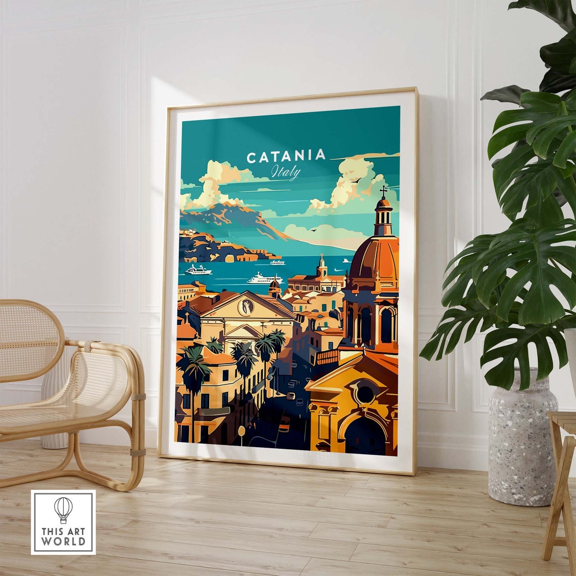 Catania Travel Print Sicilytravel Poster Catania Artwork Poster Gift Italy Home Decor Catania Illustration Art Lover Italy Print Catania - Image 2