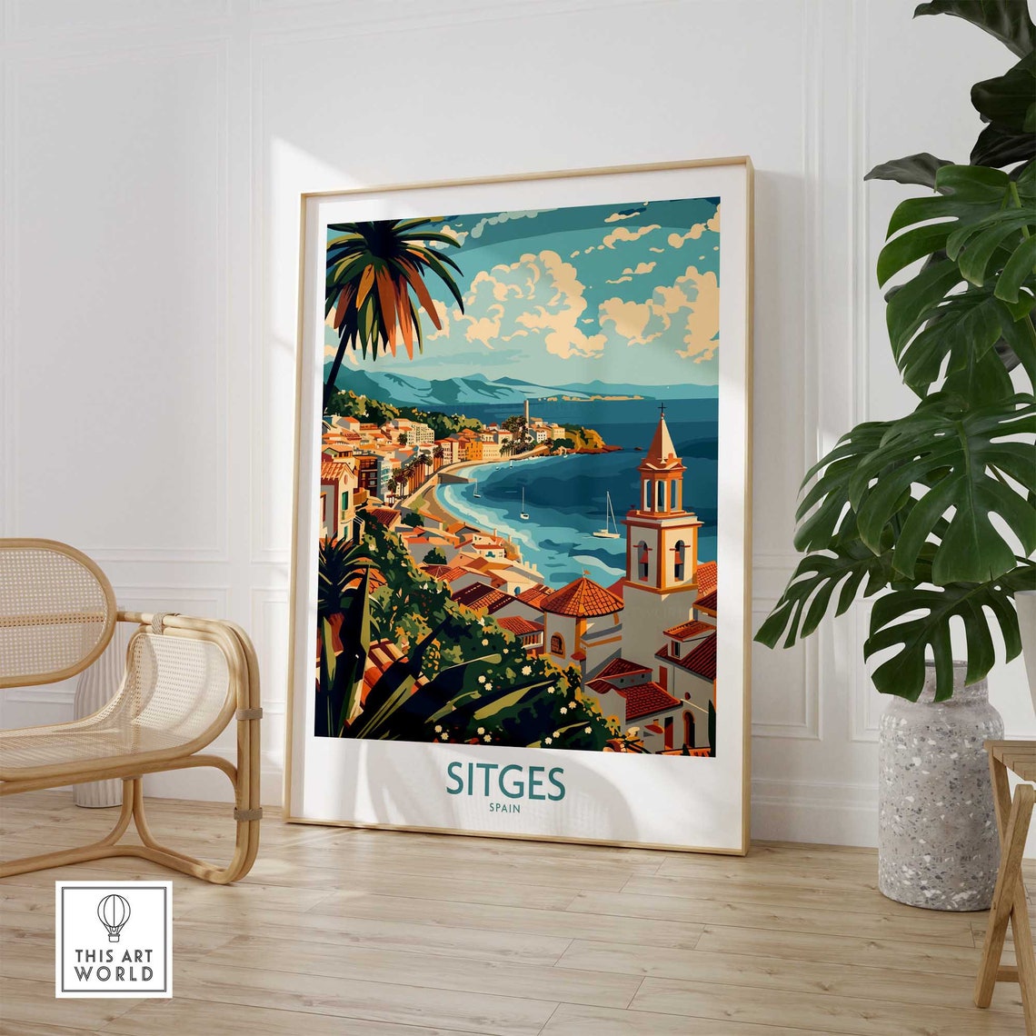 Sitges Travel Poster Wall Art Print Home Decor Artwork Gift Illustration Lover