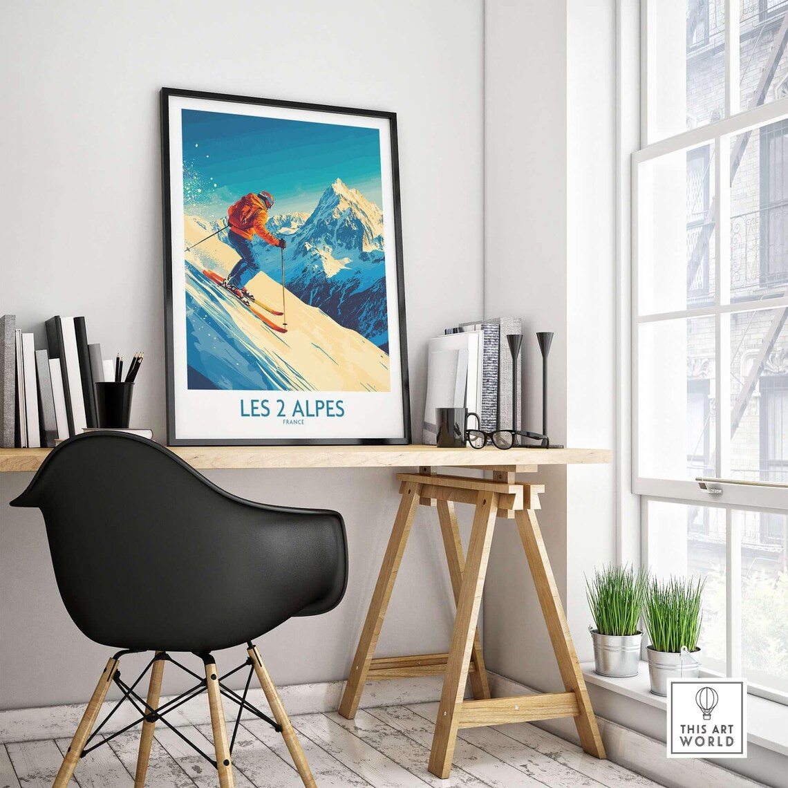 Les 2 Alpes, France Ski Resort Travel Poster - Image 4