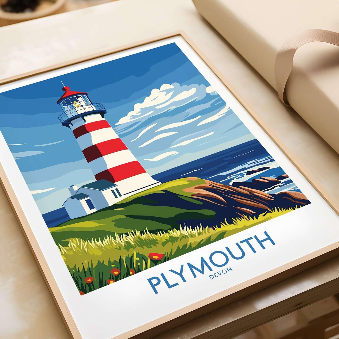 Plymouth Devon Smeaton's Tower Travel Poster