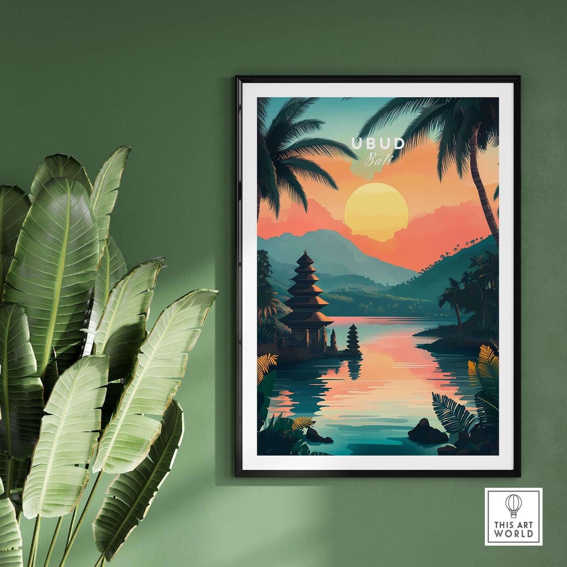 Ubud Bali Travel Poster, Gift Illustration Artwork - Image 2