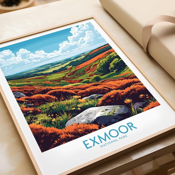 Exmoor Travel Poster, National Park Illustration
