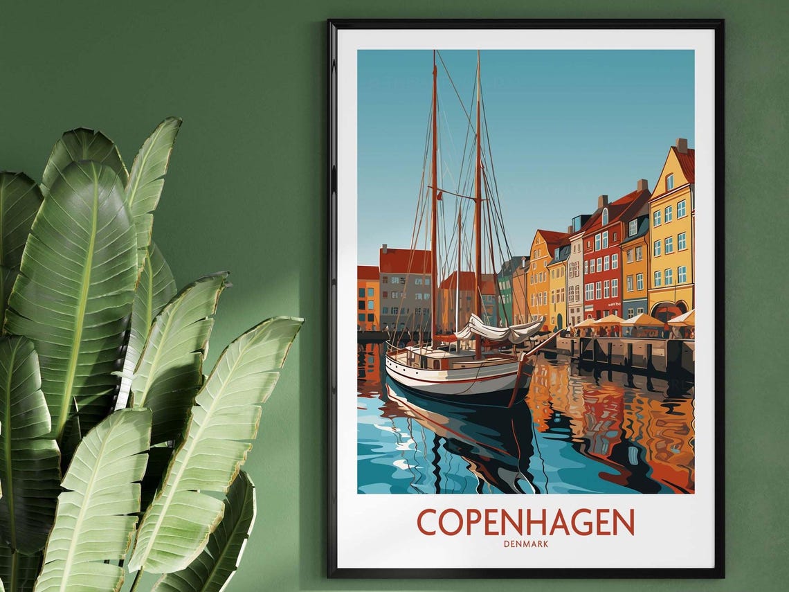 Copenhagen Denmark Nyhavn Colorful Harbor Sailboat Waterfront Poster