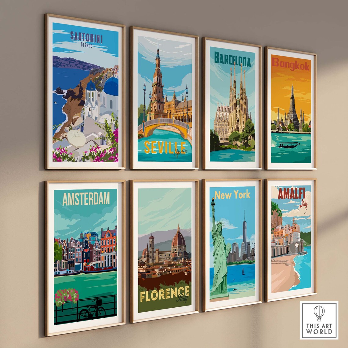 Santorini Greek Island Travel Poster, Fine Art Print - Image 3