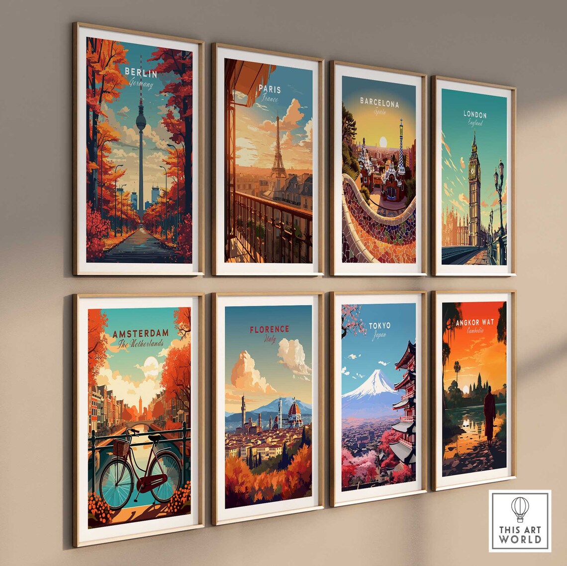 Berlin Germany TV Tower Autumn Foliage Avenue Vintage Travel Poster - Image 3