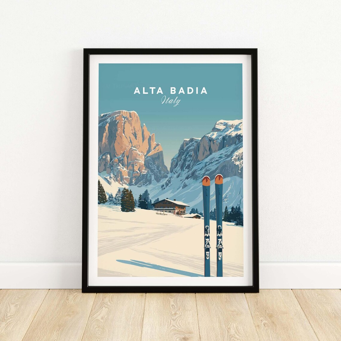 Alta Badia Ski Resort Dolomites Travel Poster