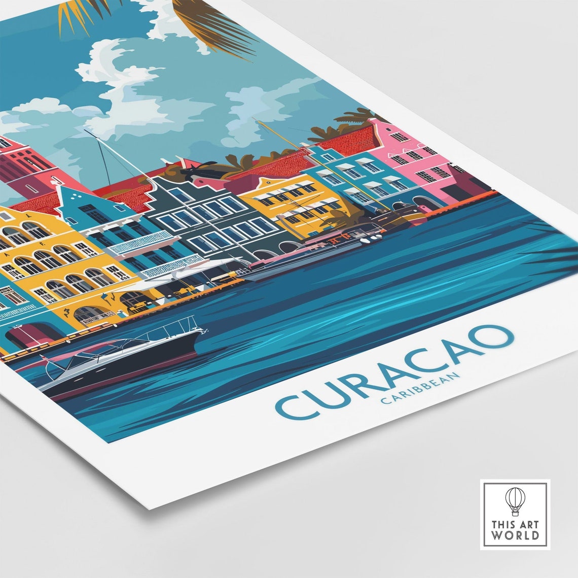 Curacao Print Wall Art Gift Curacao Caribbean Island Artwork Framed Print Tropical Island Poster - Image 4
