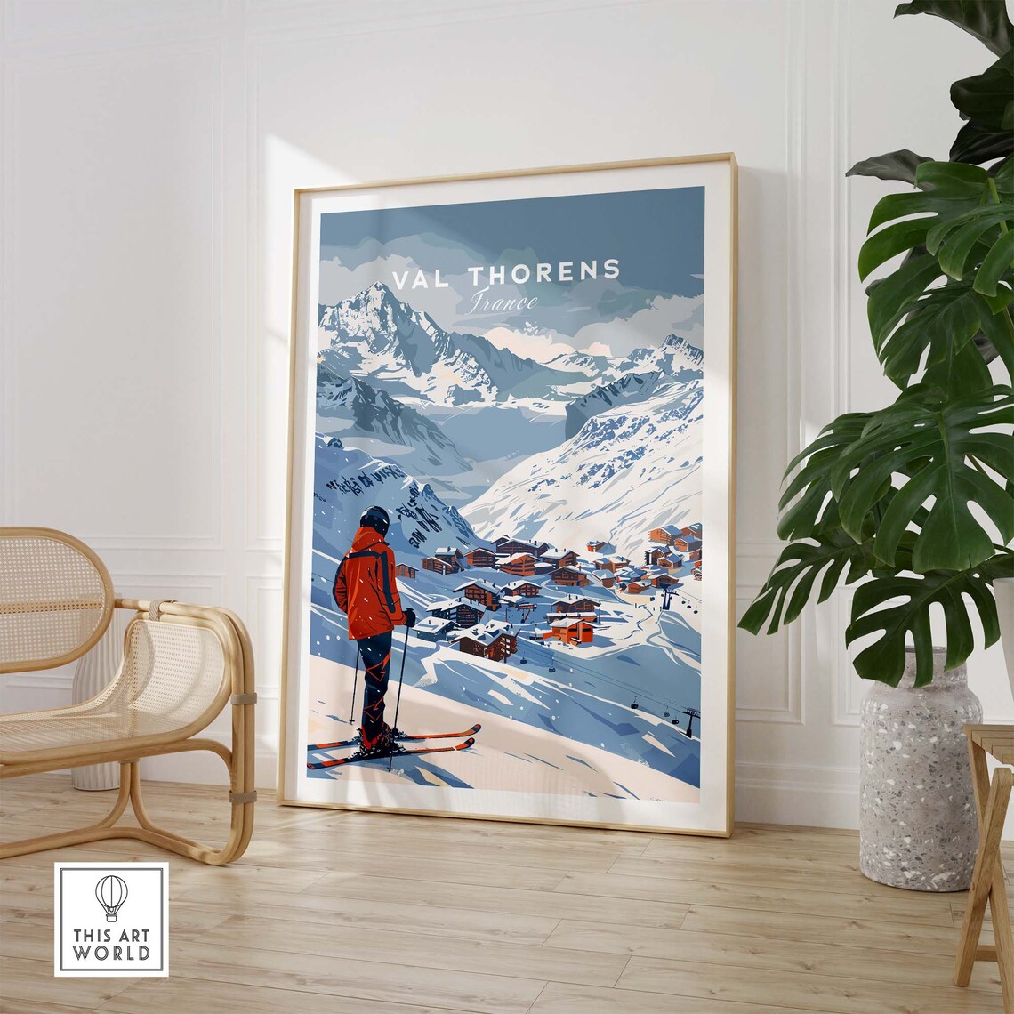 Val Thorens France Ski Village Snow Peaks Winter Resort Art Poster - Image 3