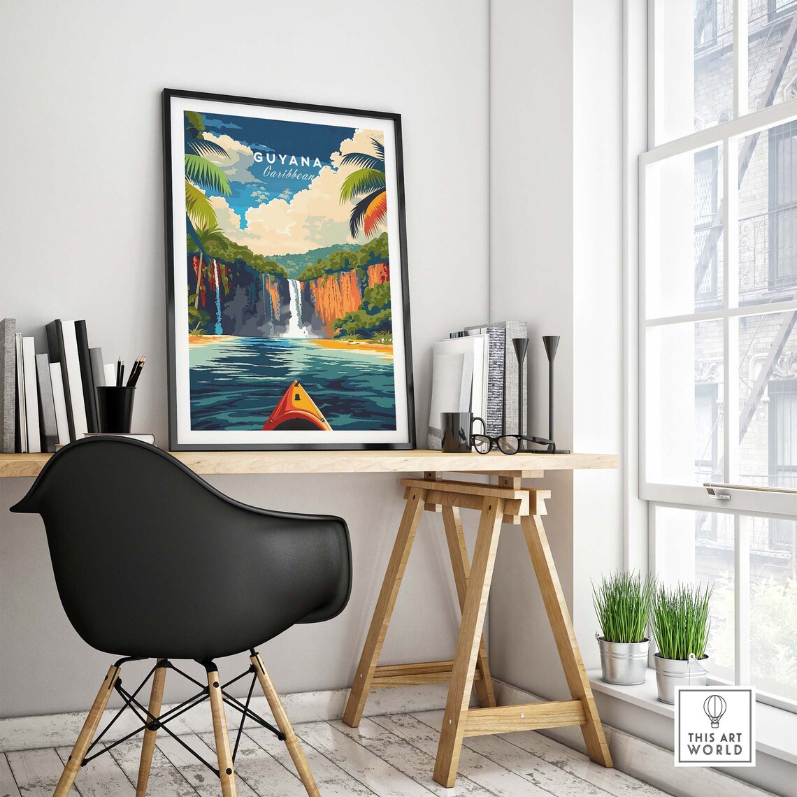 Guyana Caribbean Waterfall River Kayak Bow Jungle Adventure Poster - Image 4